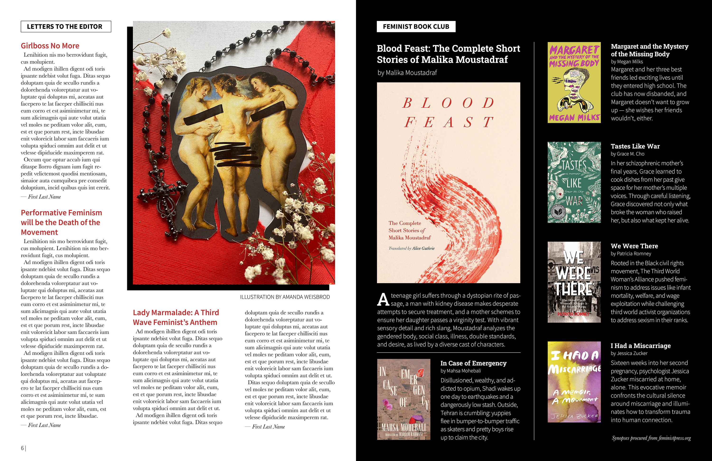 Sample spread from HERESIES magazine